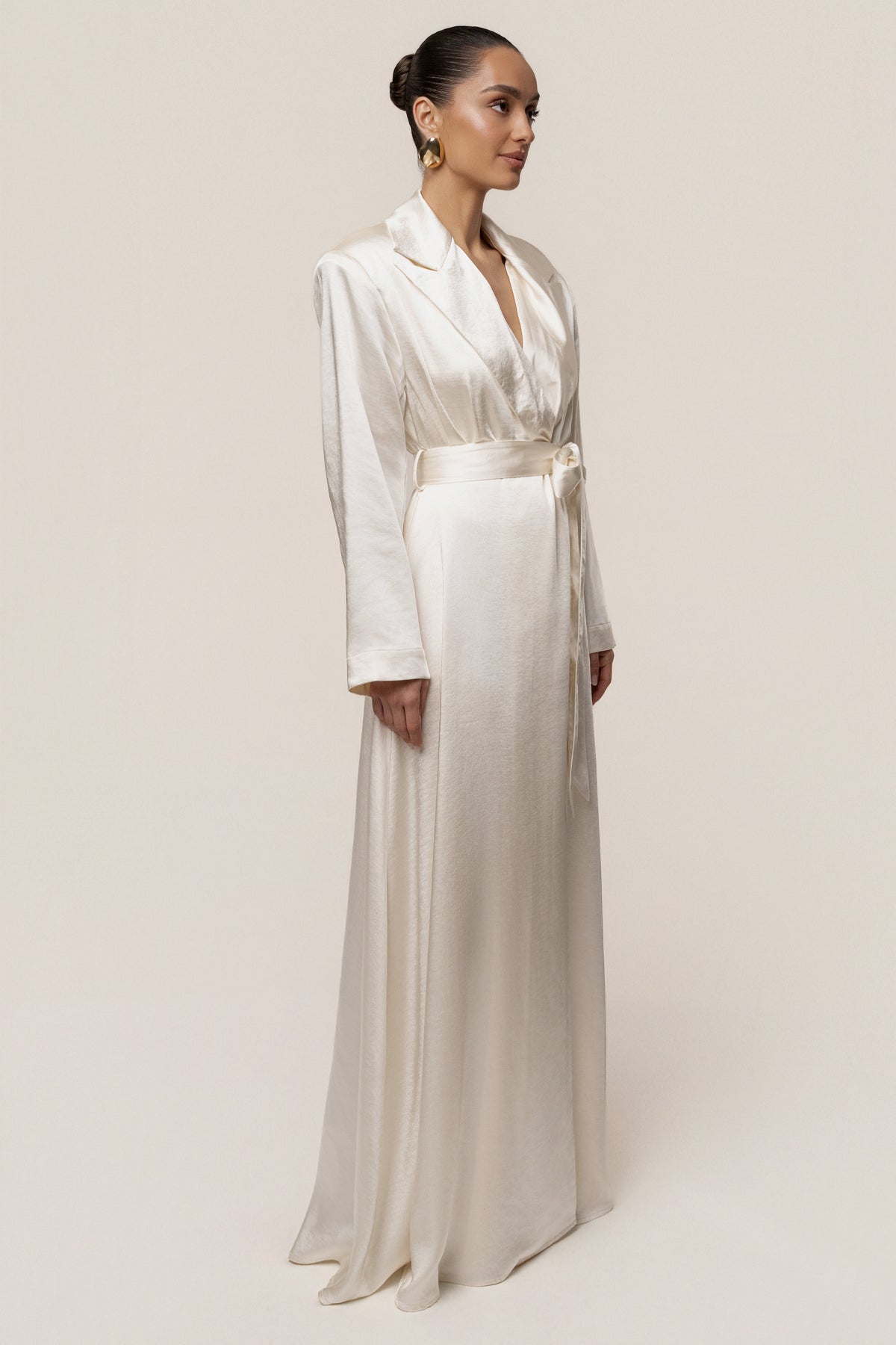 Ivory Satin Embrace Maxi Dress