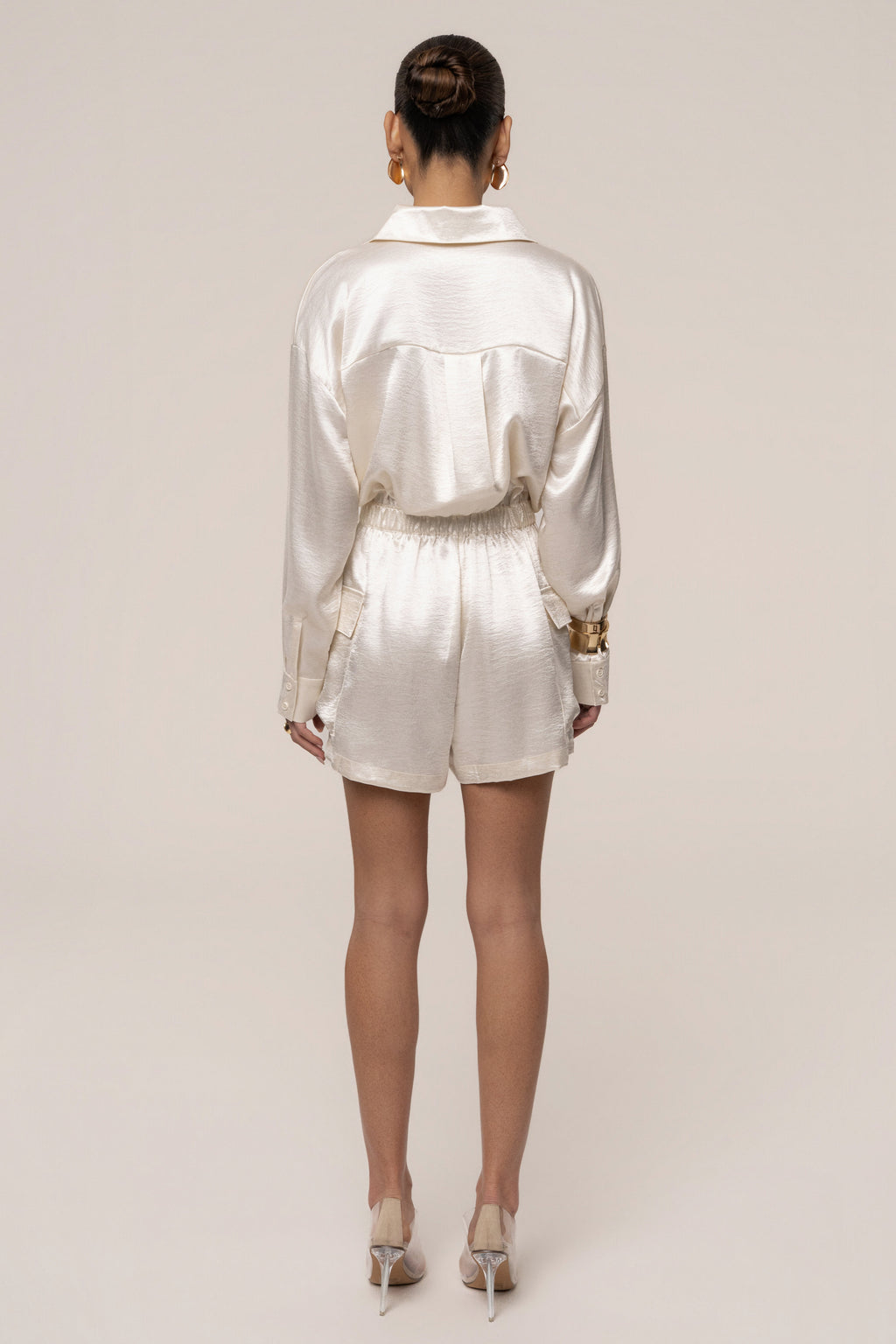 Ivory City Shine Metallic Romper