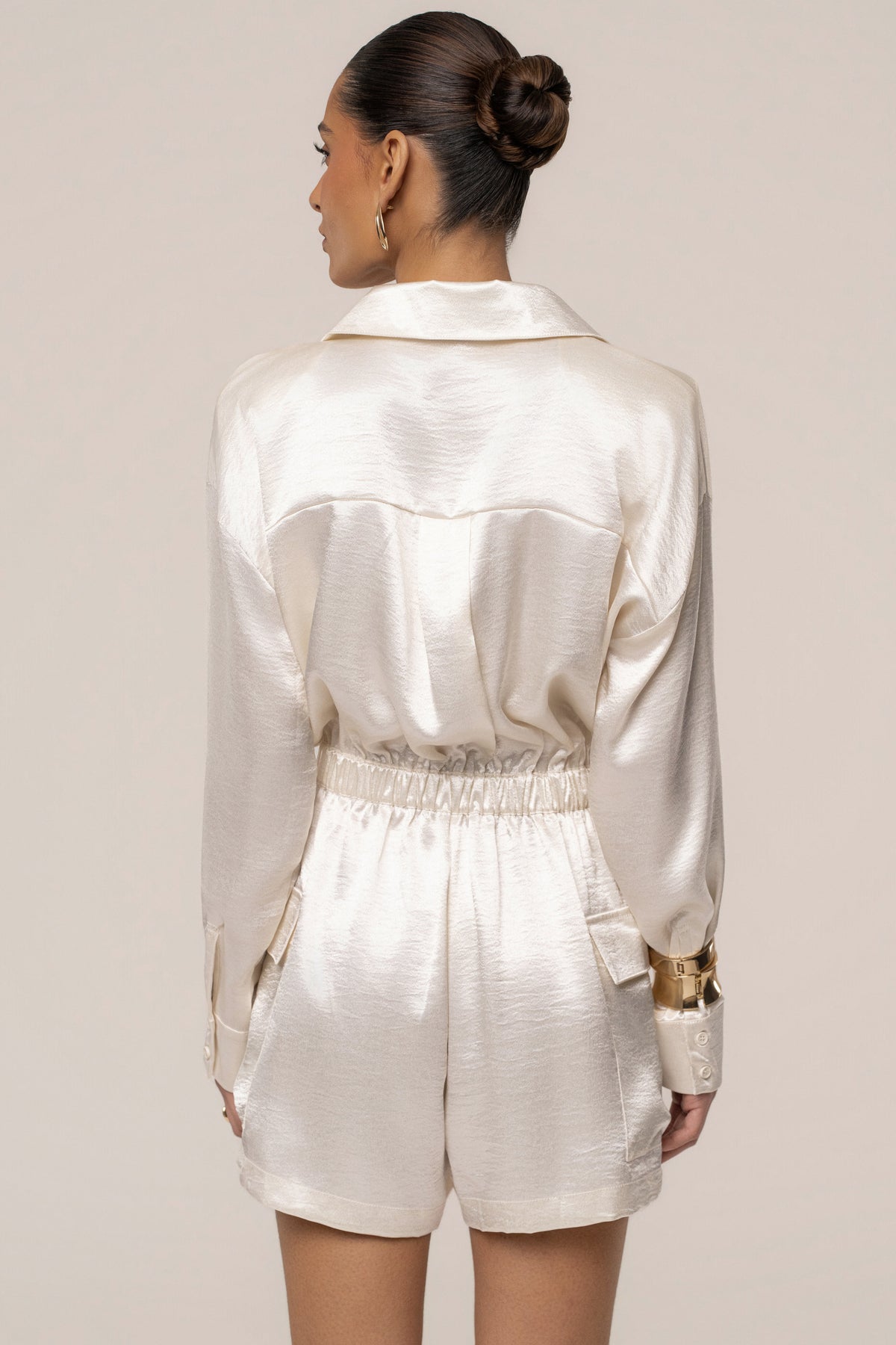 Ivory City Shine Metallic Romper