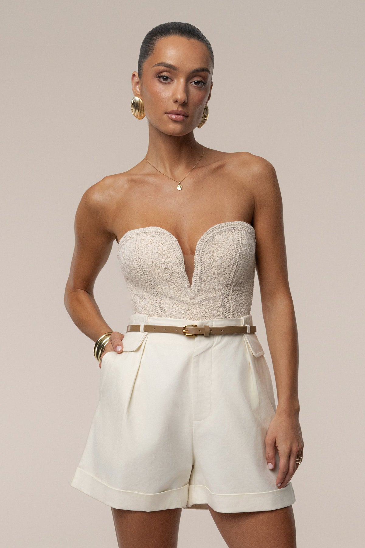 Ecru Serene Coast Texture Bodysuit