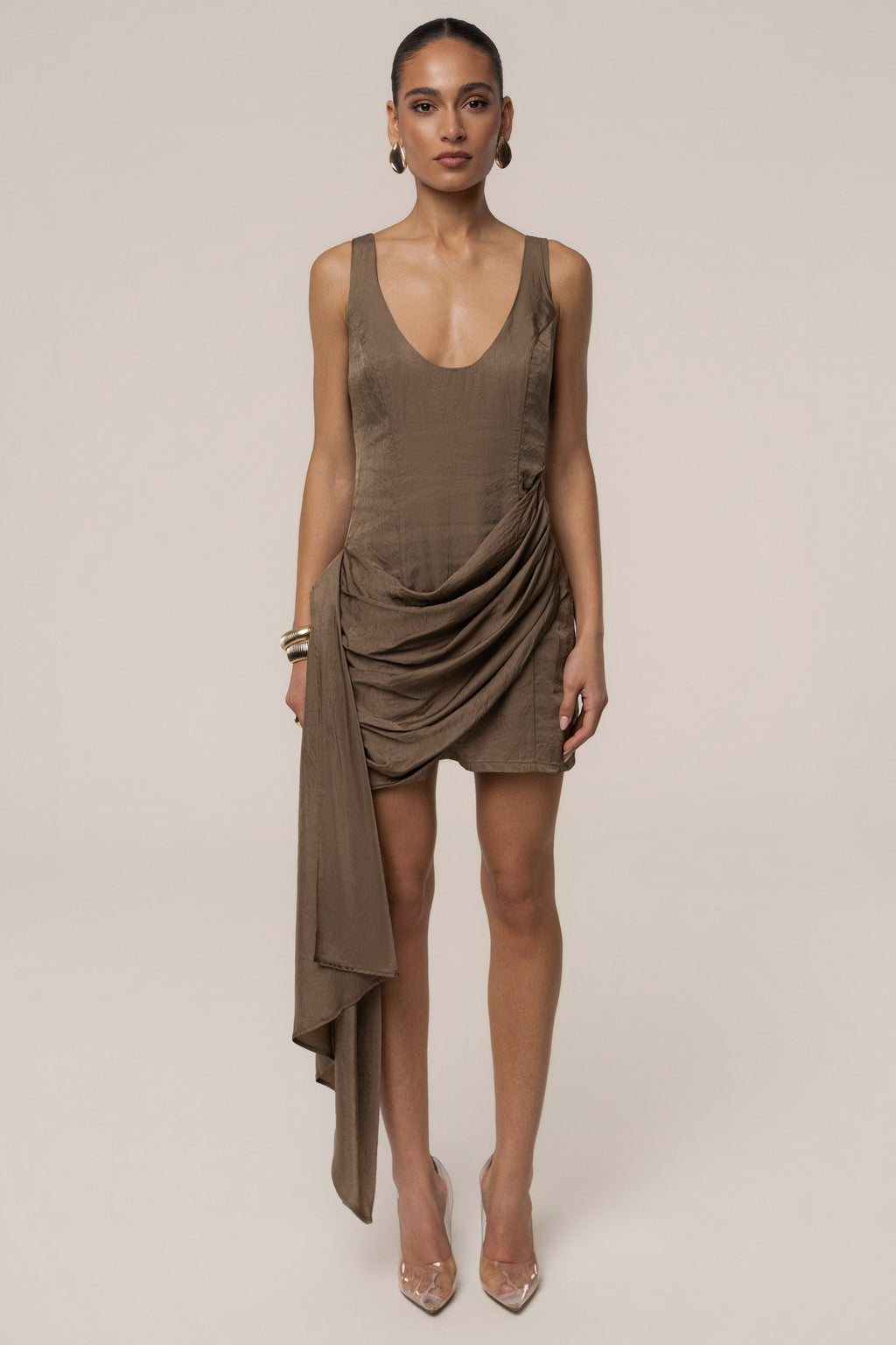 Brown Golden Passage Mini Dress