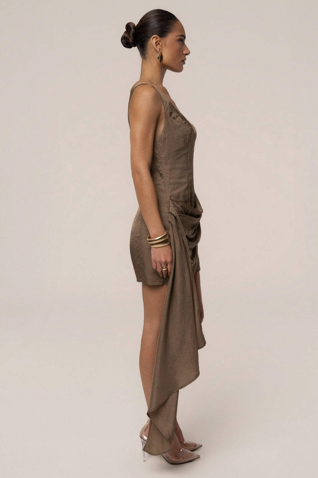 Brown Golden Passage Mini Dress