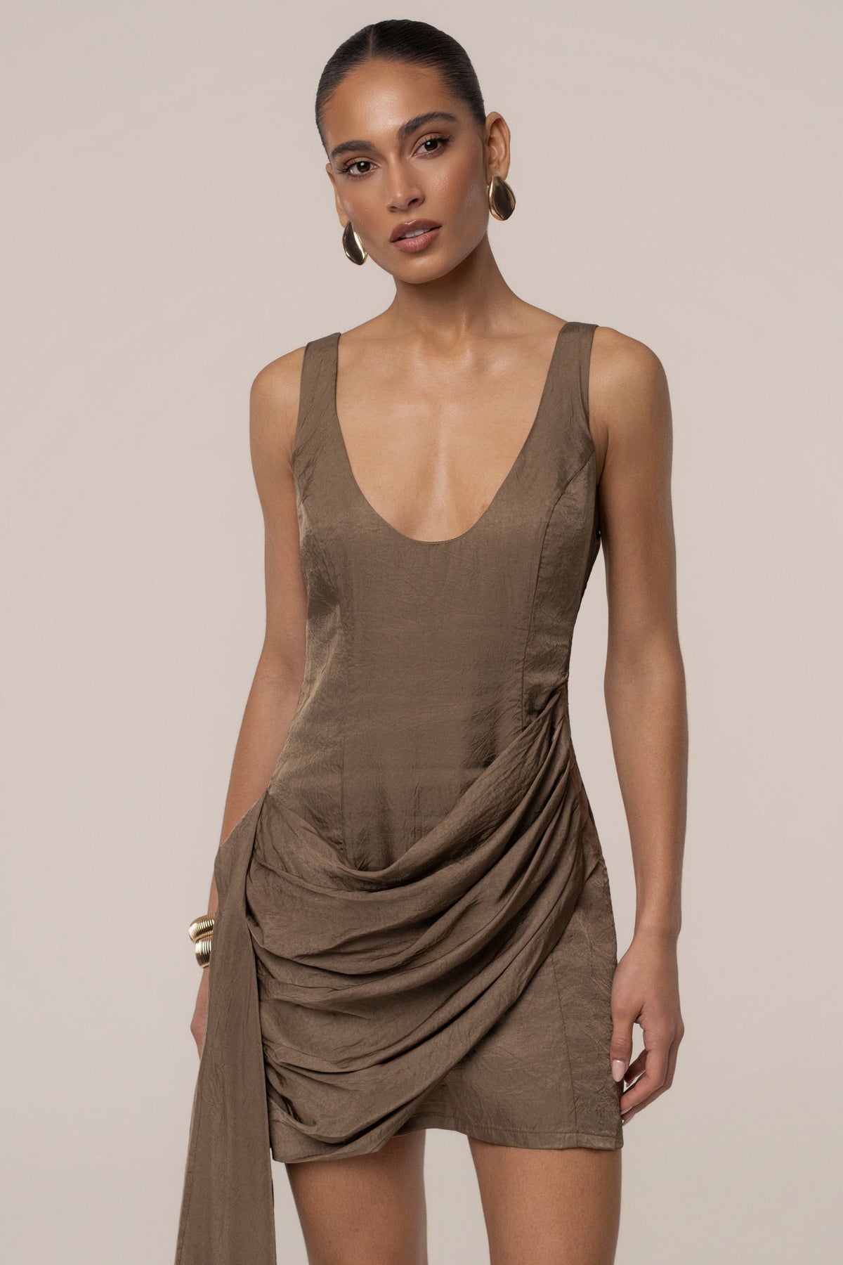 Brown Golden Passage Mini Dress