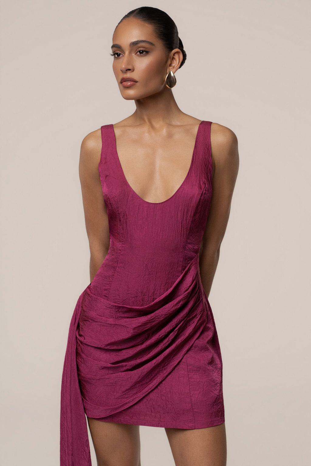 Fuchsia Golden Passage Mini Dress