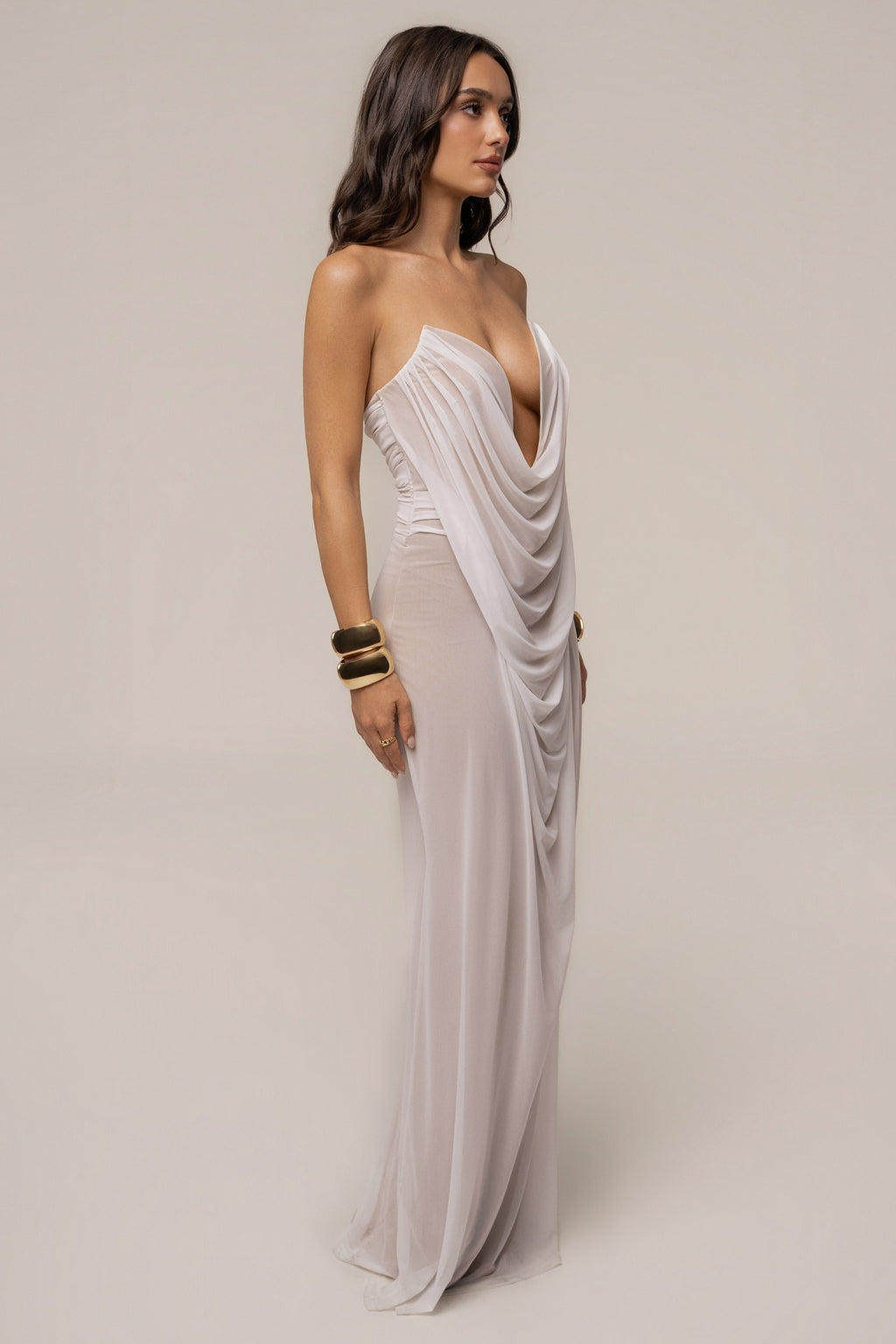Ivory Siren Sculpted Mesh Dress