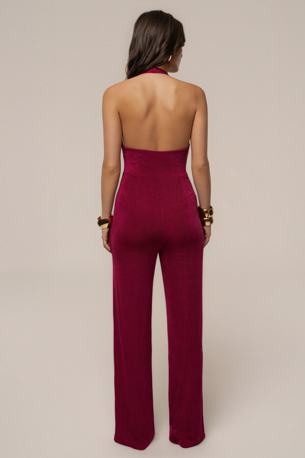 Fuchsia Rustic Charm Halter Jumpsuit
