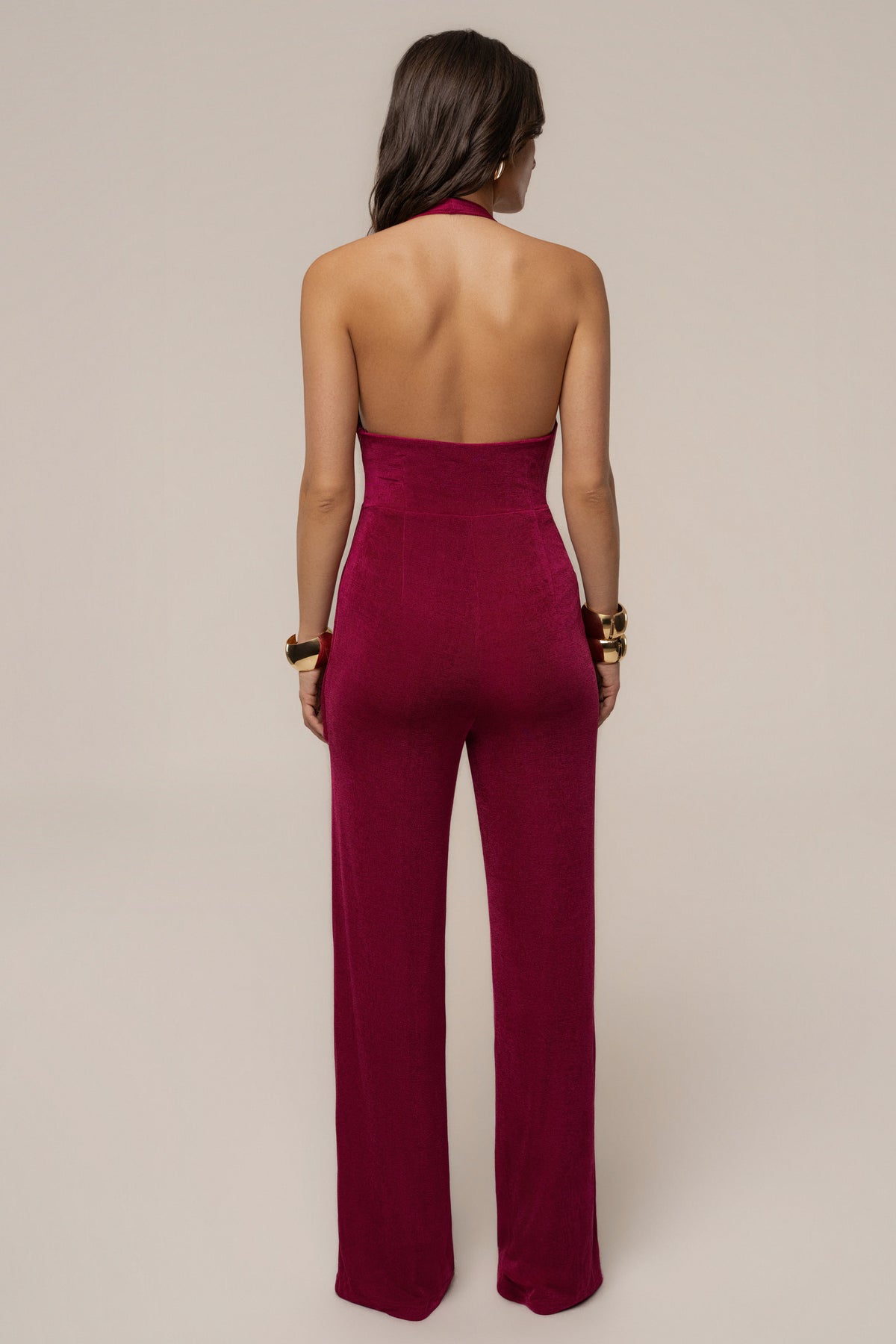Fuchsia Rustic Charm Halter Jumpsuit