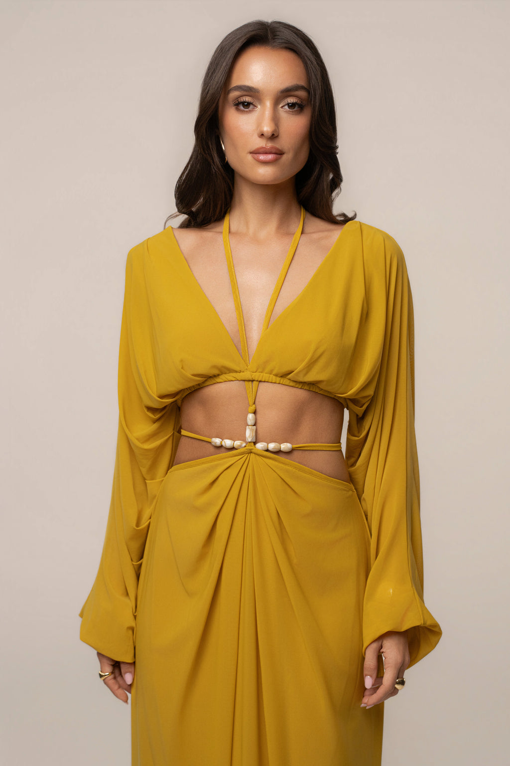 Mustard Selene Draped Top