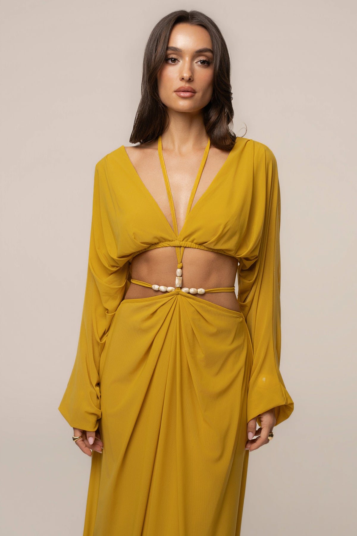 Mustard Selene Draped Top