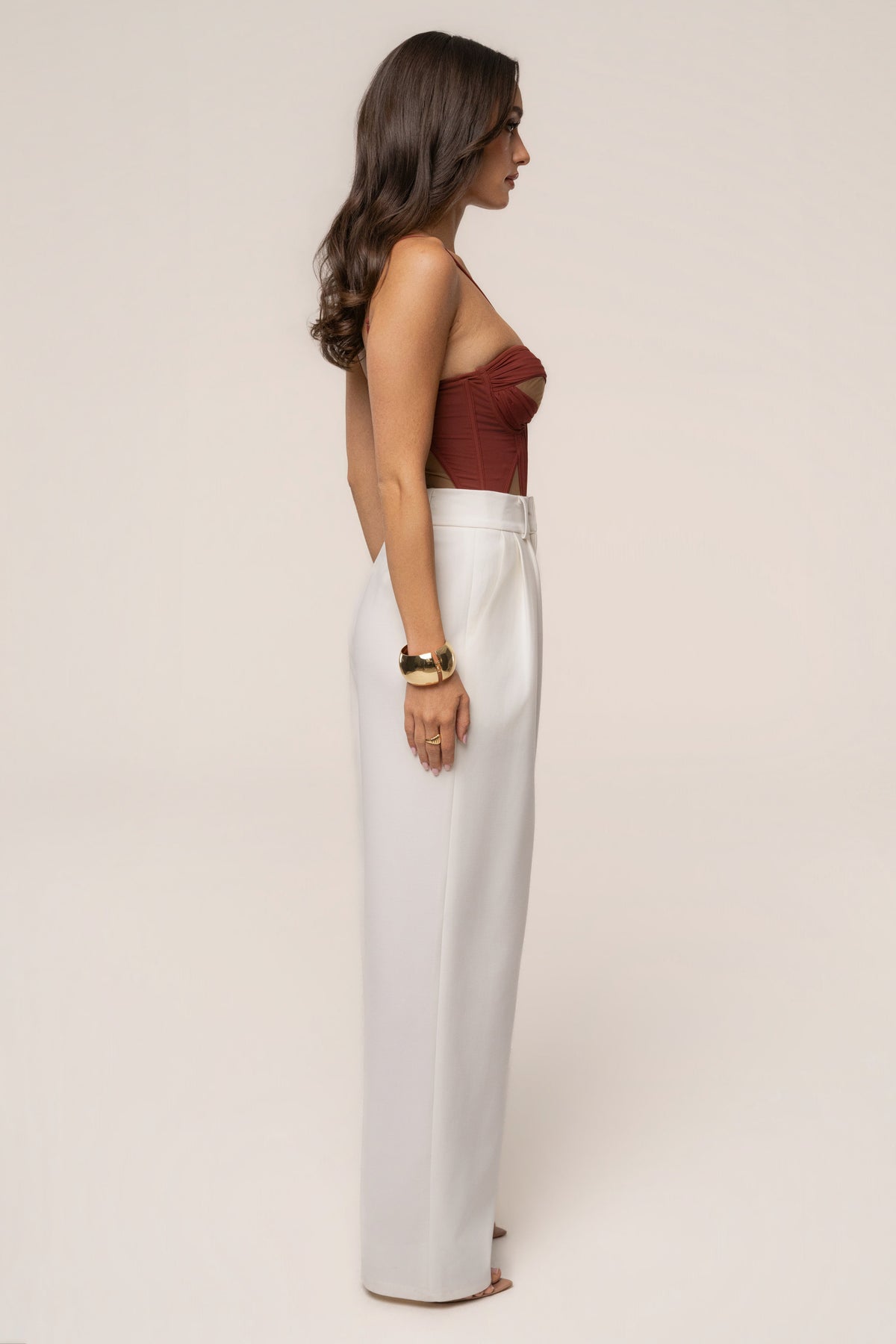 Maroon Illusion Contrast Bodysuit