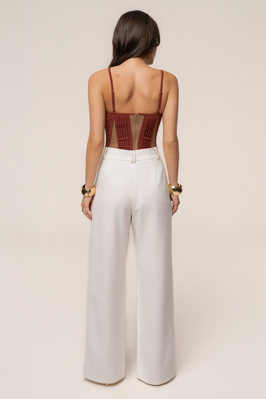 Maroon Illusion Contrast Bodysuit