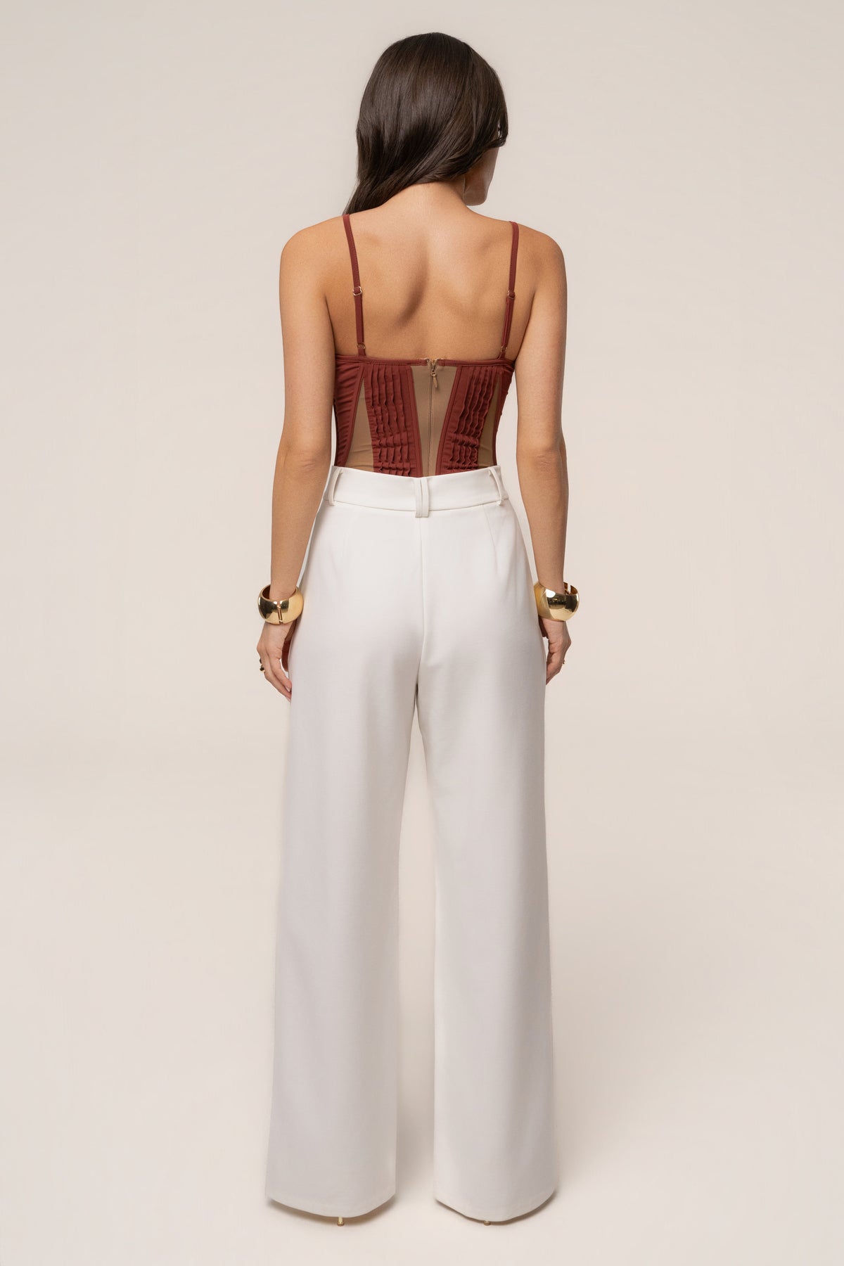 Maroon Illusion Contrast Bodysuit