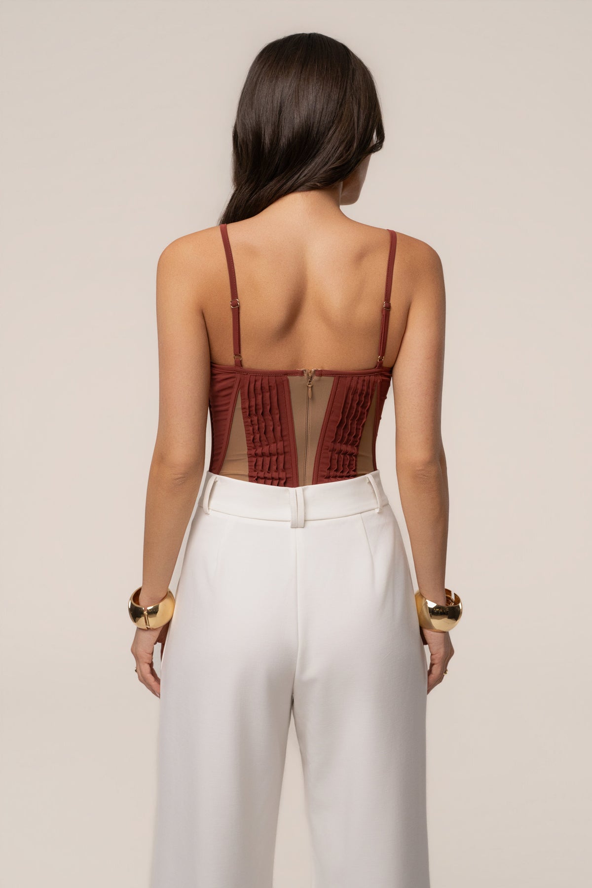 Maroon Illusion Contrast Bodysuit