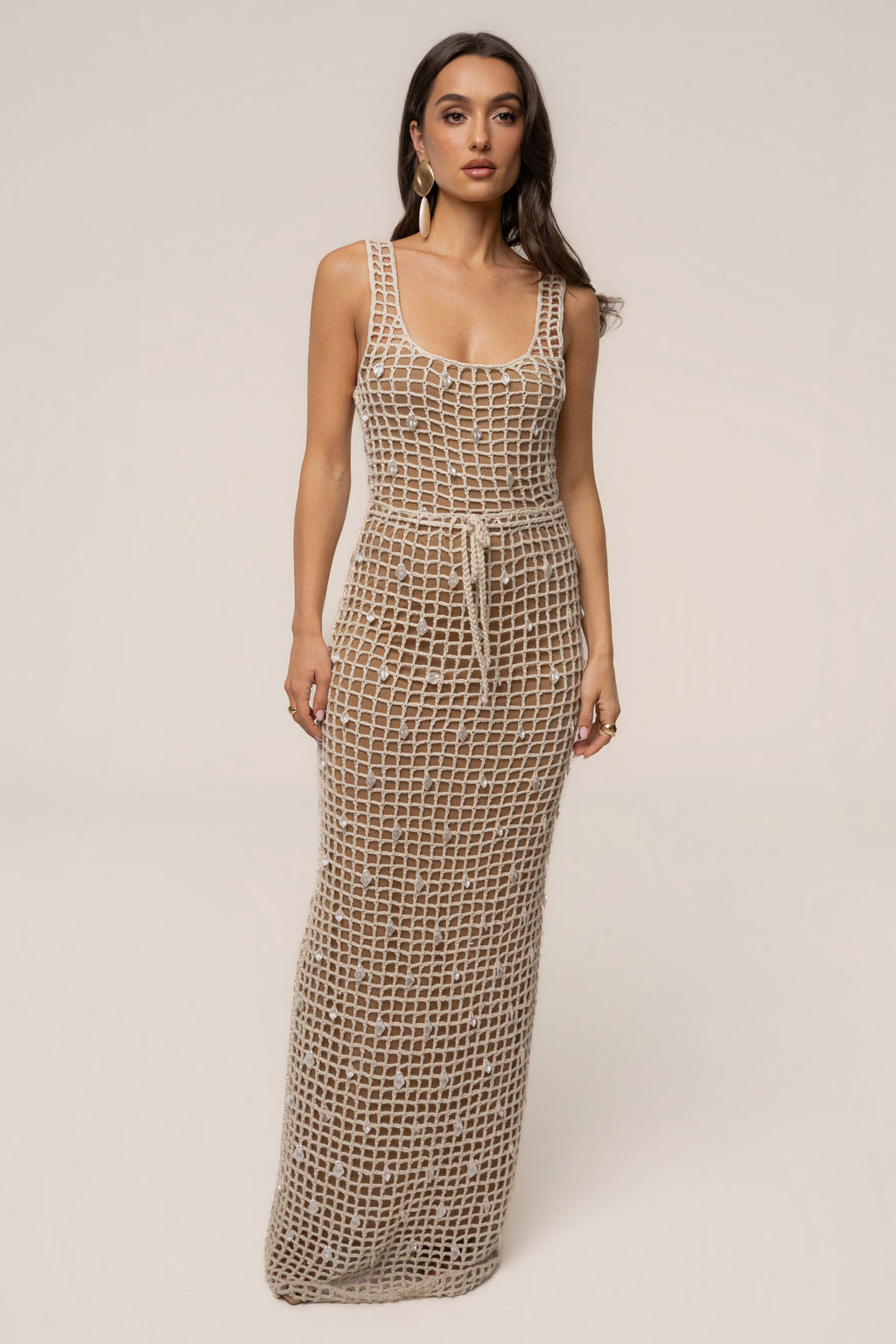 Ecru Coastal Pearl Crochet Bodysuit