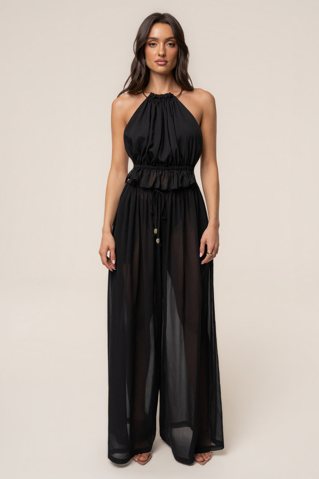 Black Moonlit Coast Halter Top
