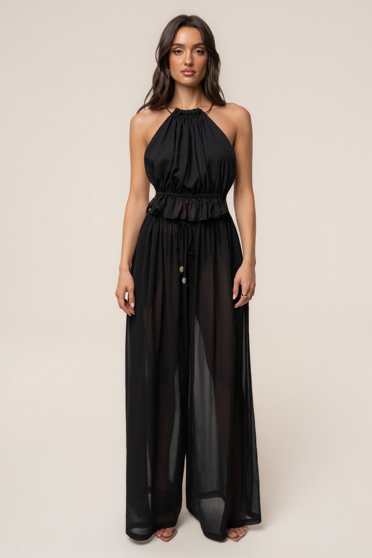 Black Moonlit Coast Halter Top