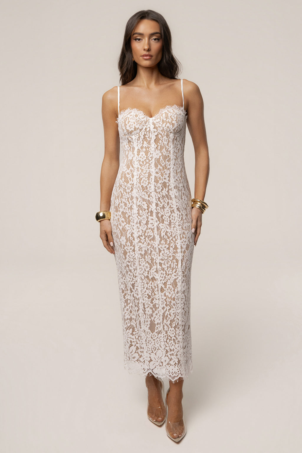 White Love Reign Lace Midi Dress