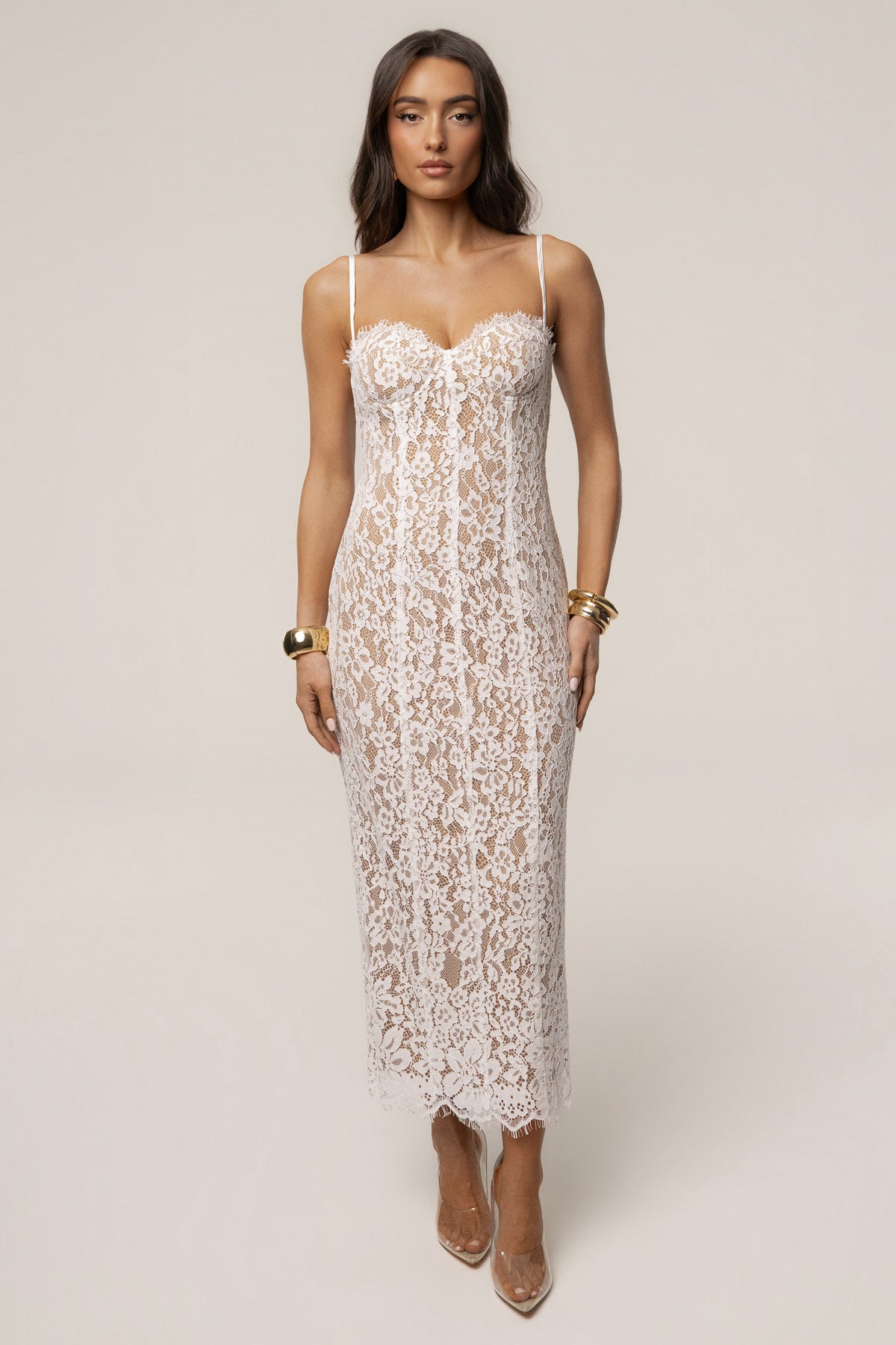 White Love Reign Lace Midi Dress