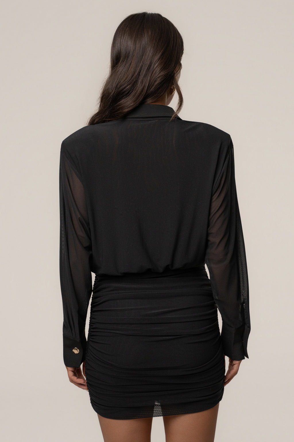 Black Leah Plunge Mini Dress