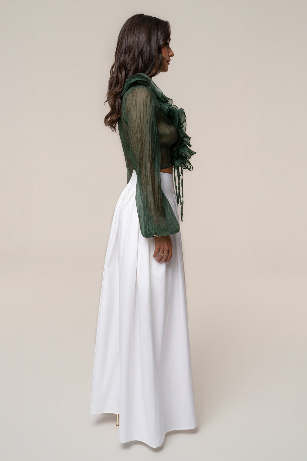 Green Delilah Ruffled Top