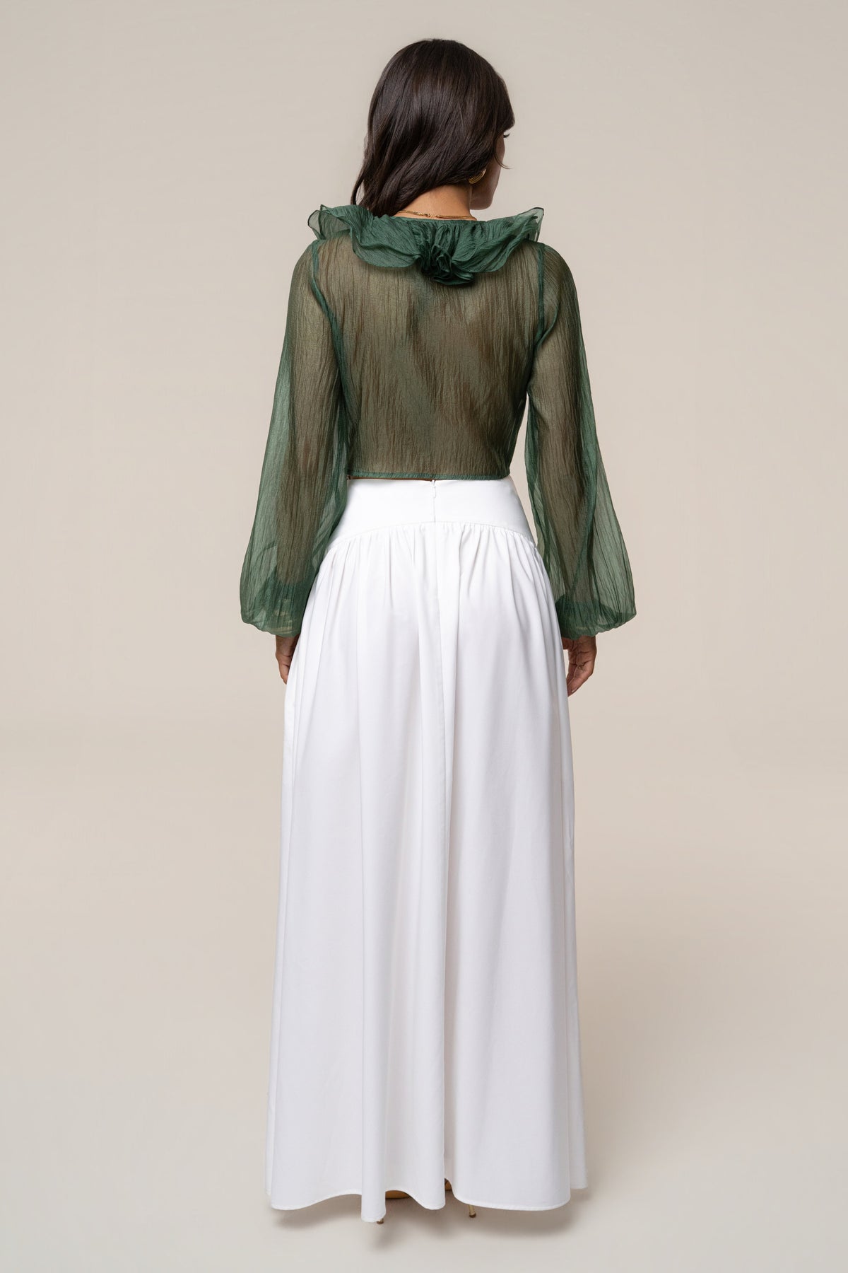 Green Delilah Ruffled Top