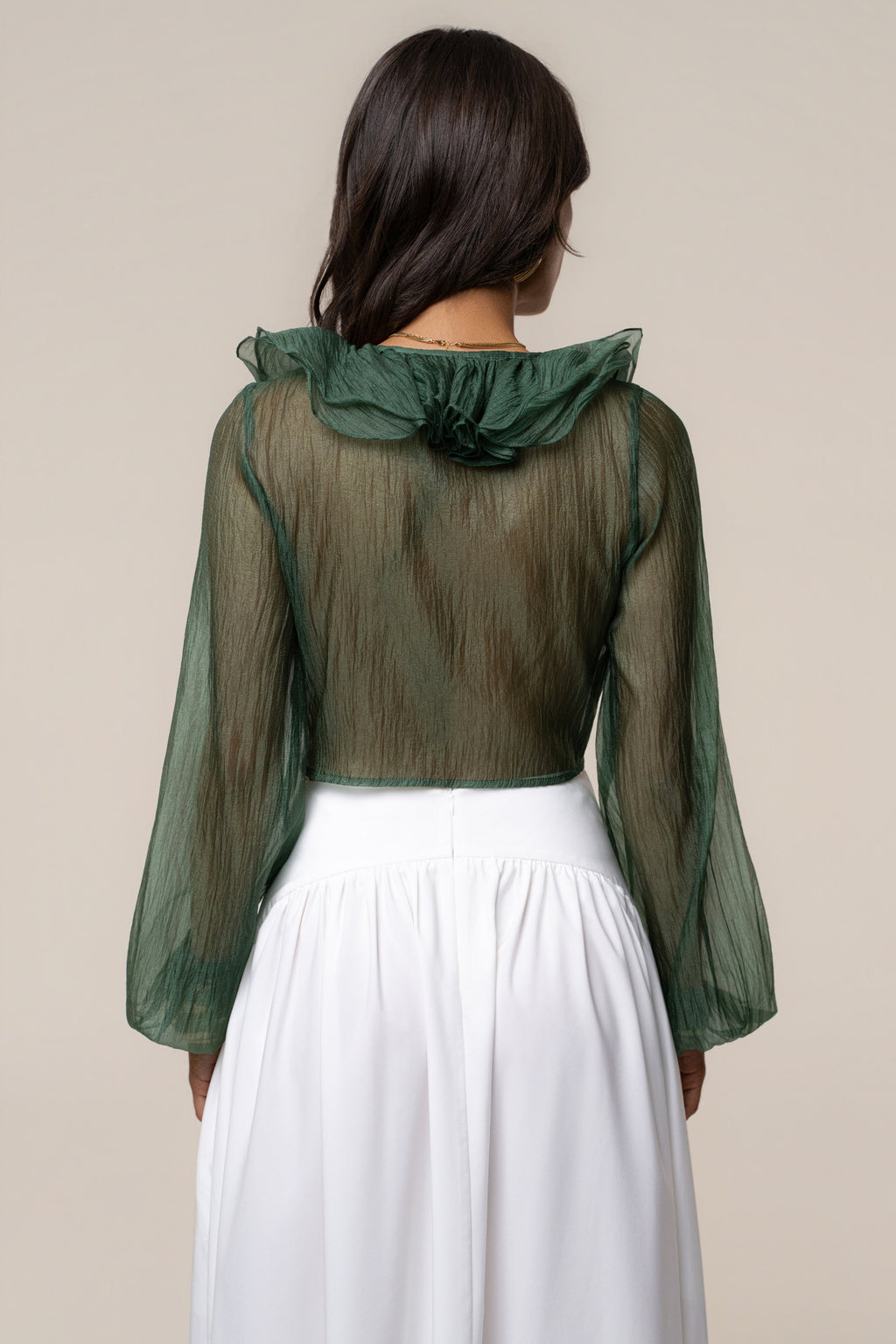 Green Delilah Ruffled Top
