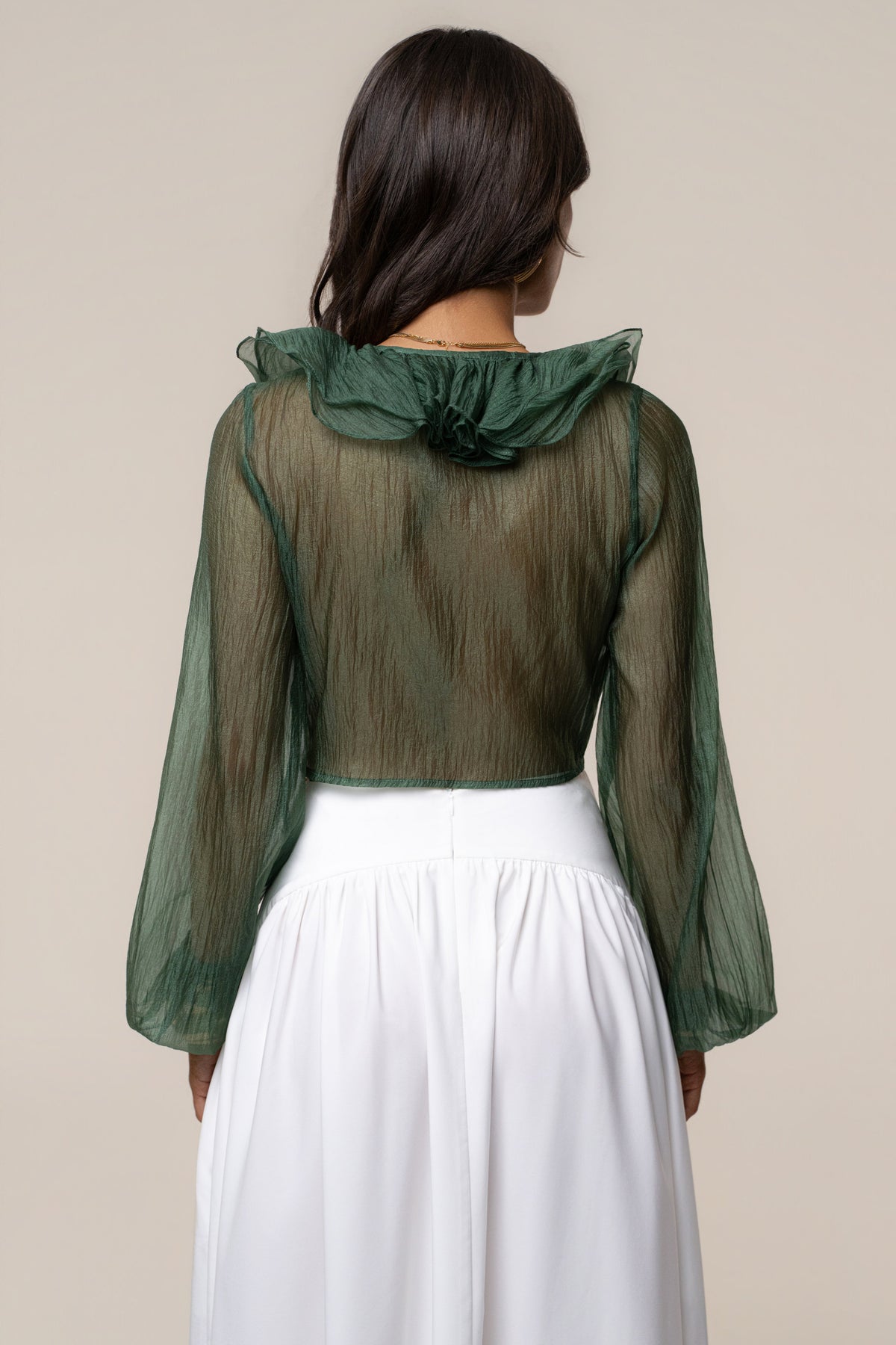 Green Delilah Ruffled Top