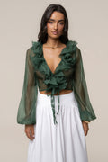 Green Delilah Ruffled Top