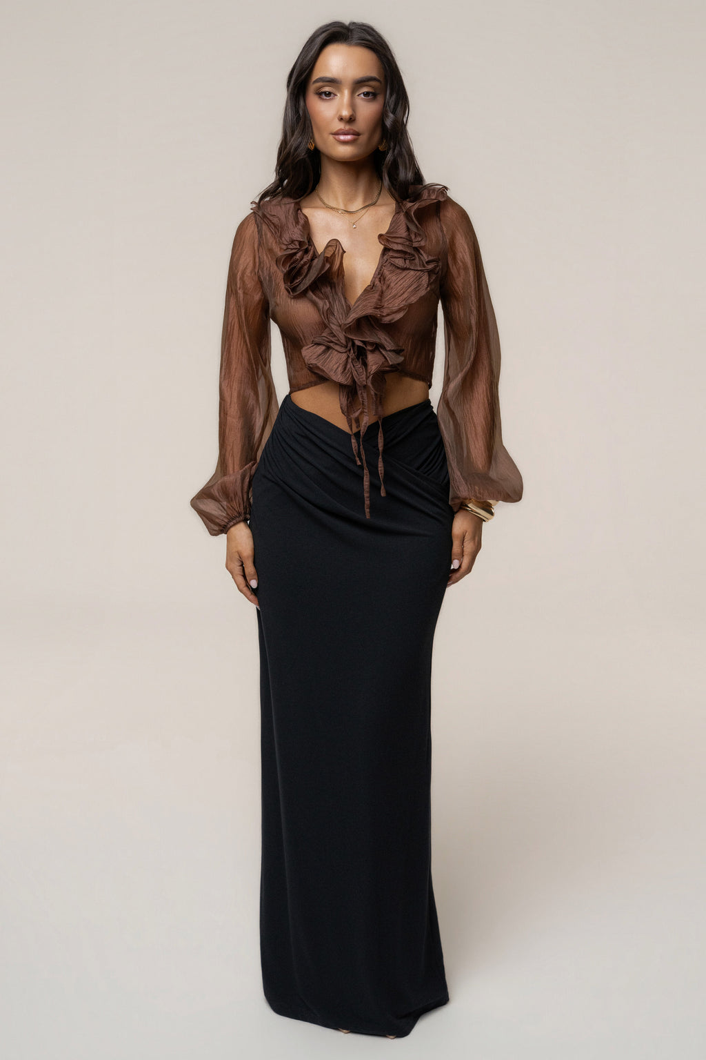 Bronze Delilah Ruffled Top