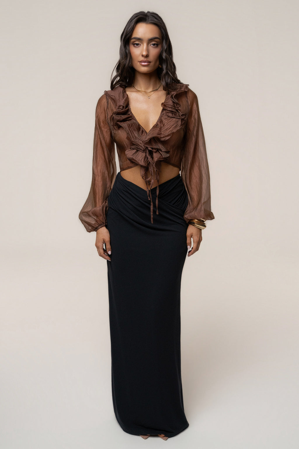 Bronze Delilah Ruffled Top