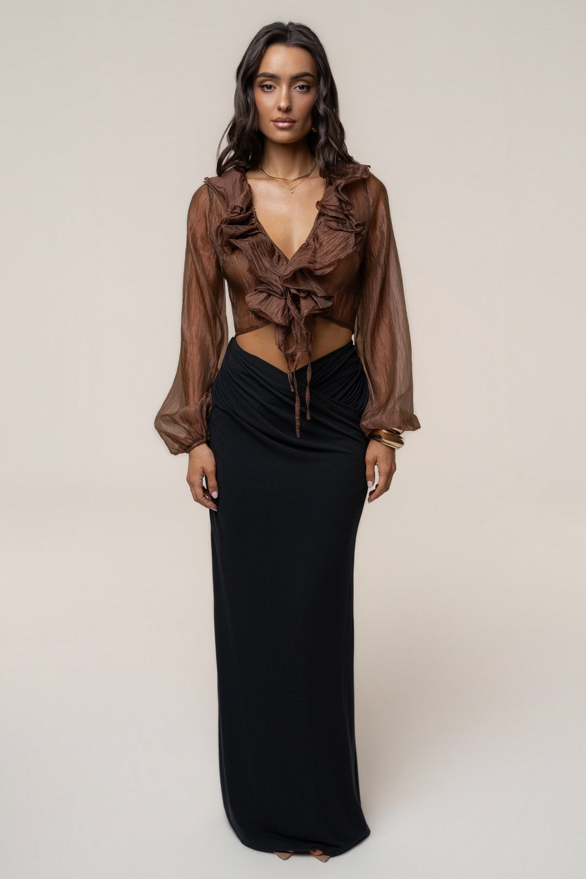 Bronze Delilah Ruffled Top