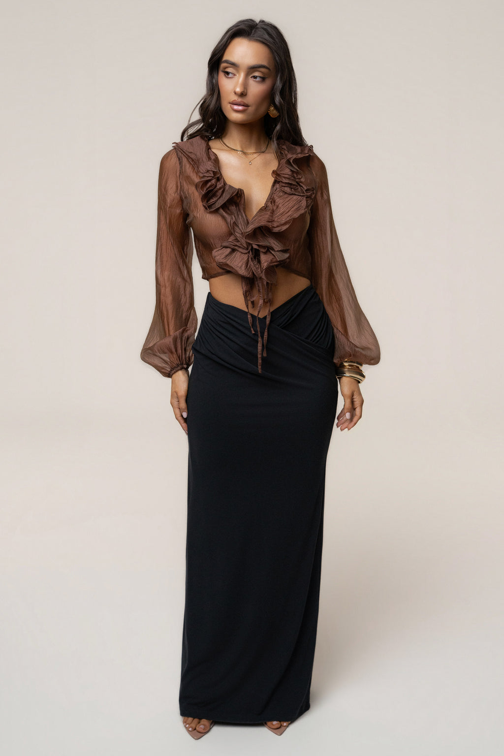 Bronze Delilah Ruffled Top