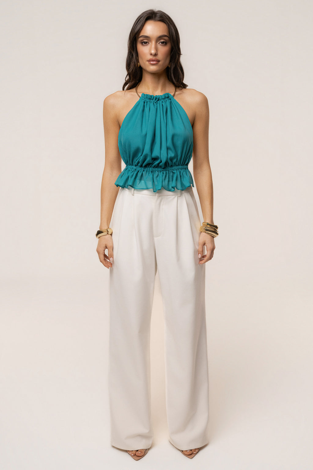 Aqua Moonlit Coast Halter Top