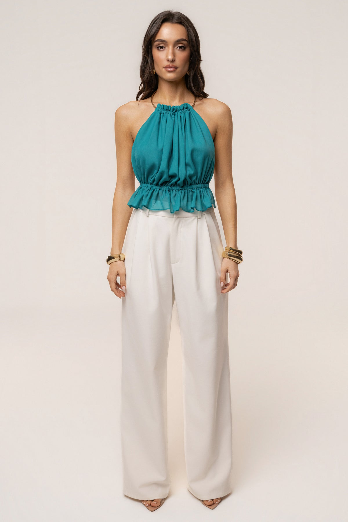 Aqua Moonlit Coast Halter Top