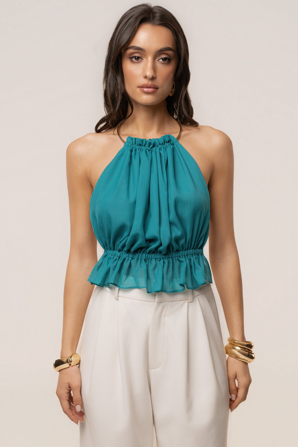 Aqua Moonlit Coast Halter Top