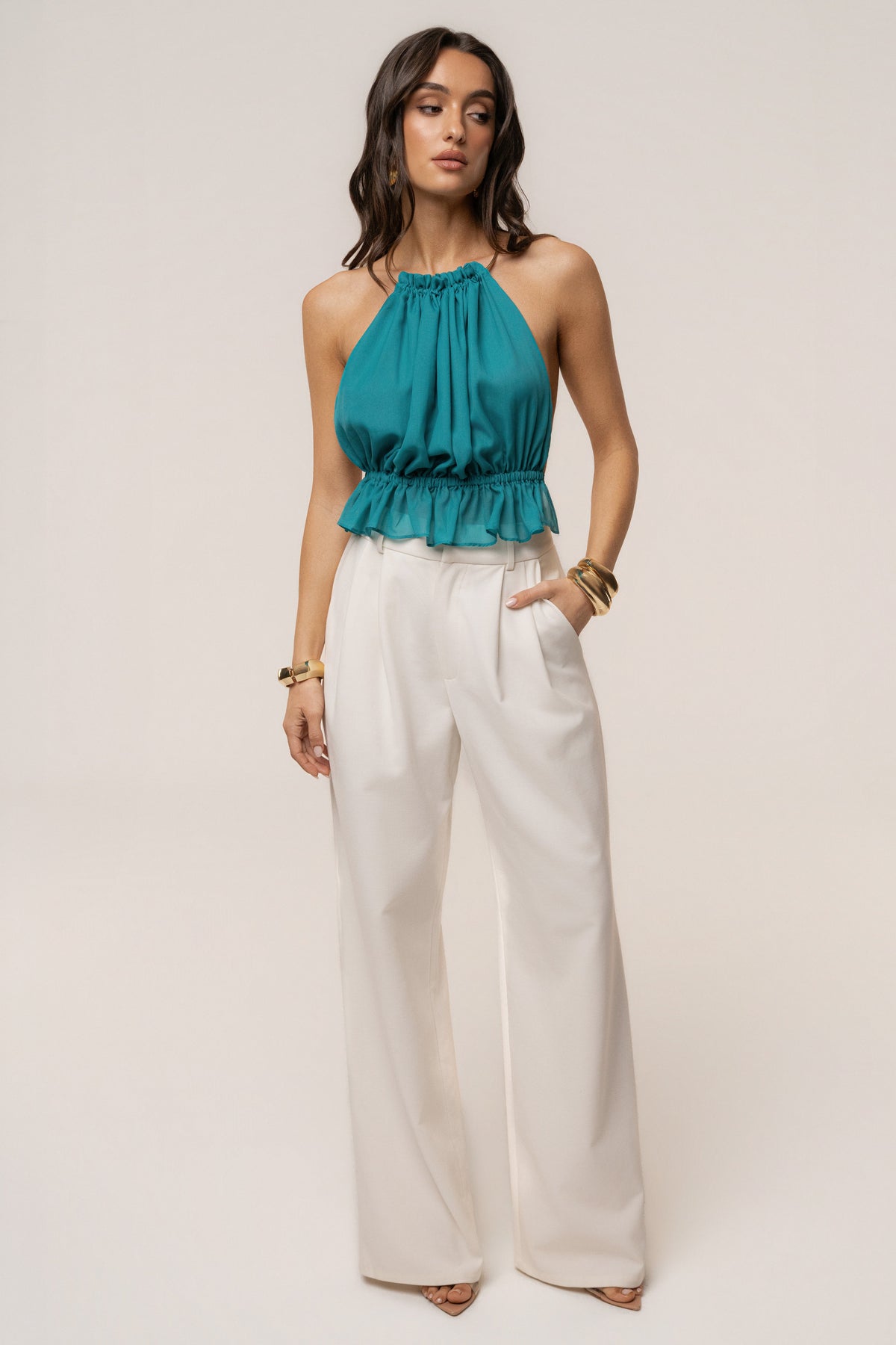 Aqua Moonlit Coast Halter Top