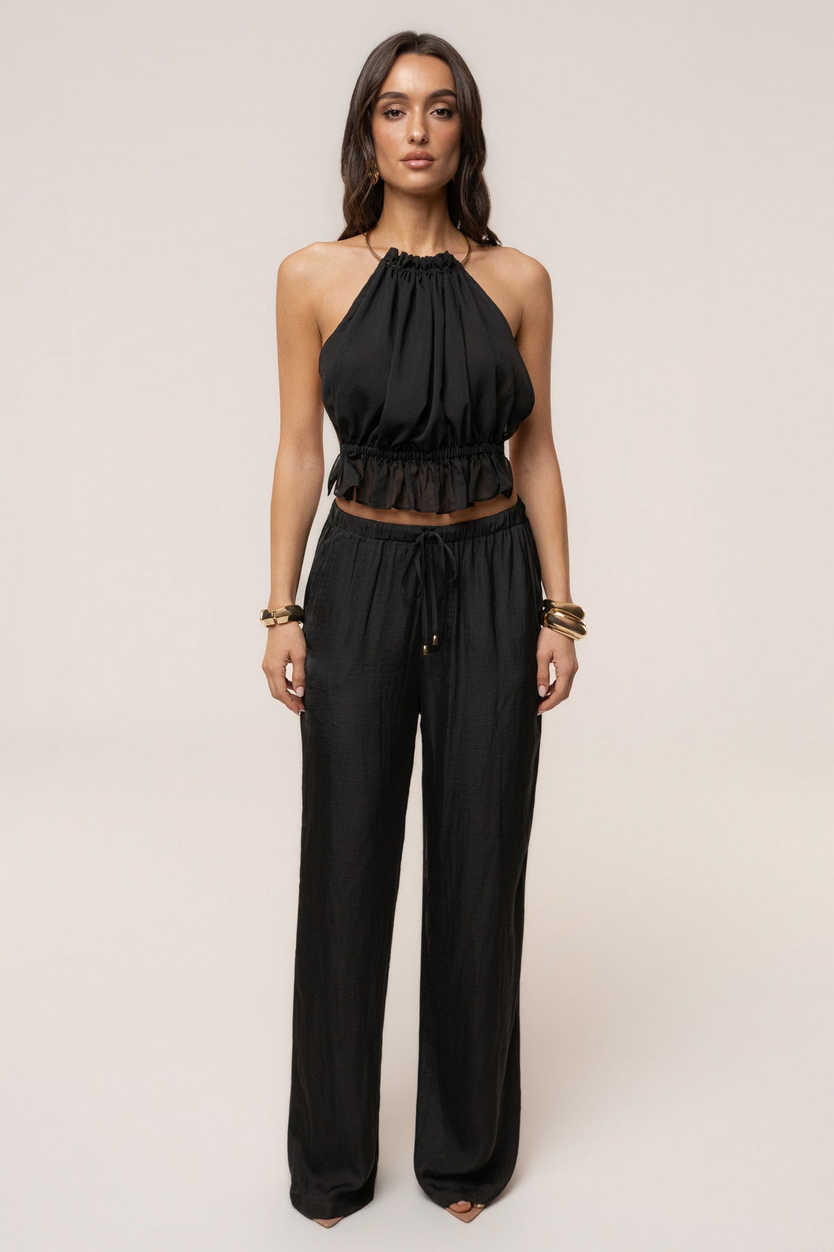 Black Moonlit Coast Halter Top