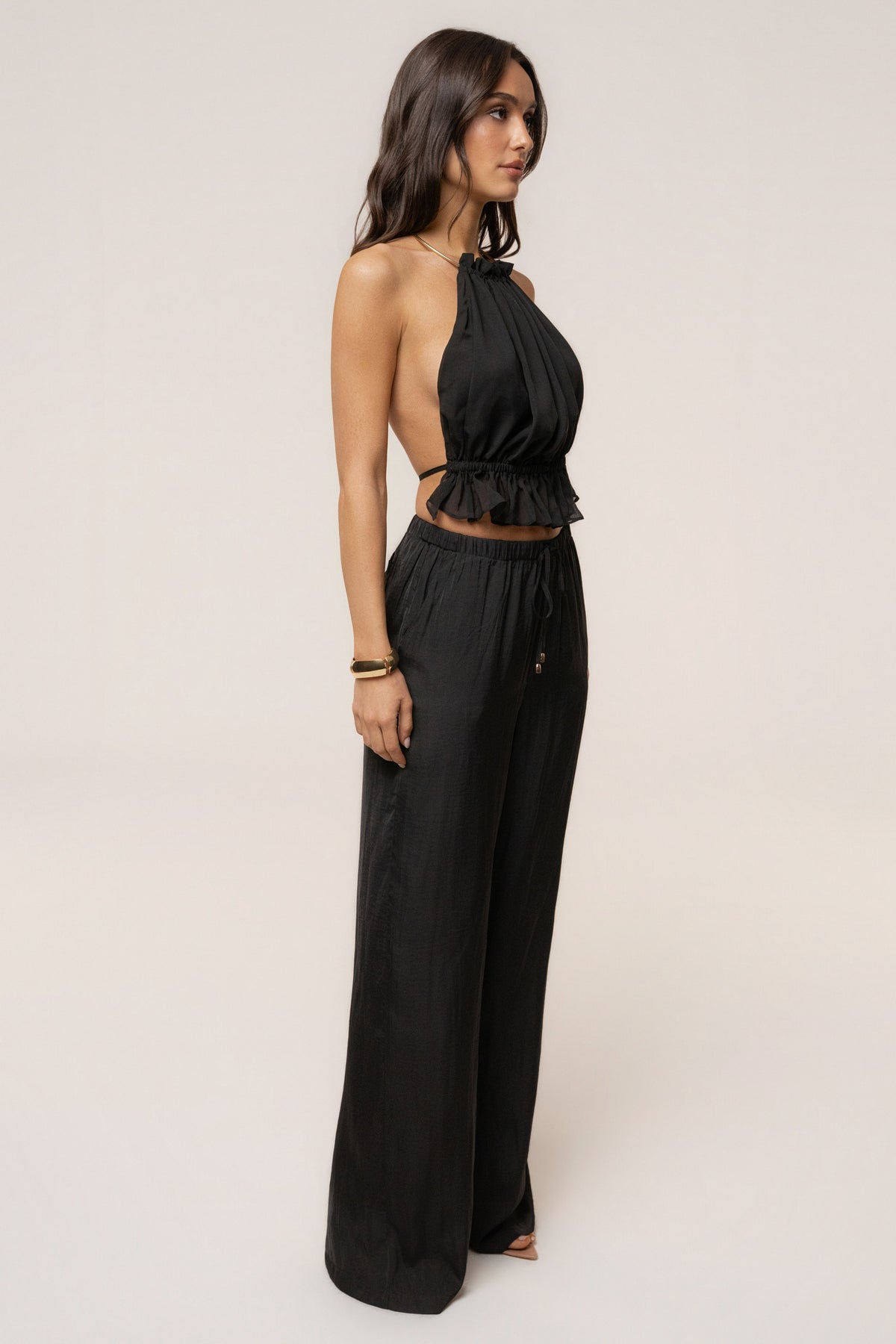 Black Moonlit Coast Halter Top