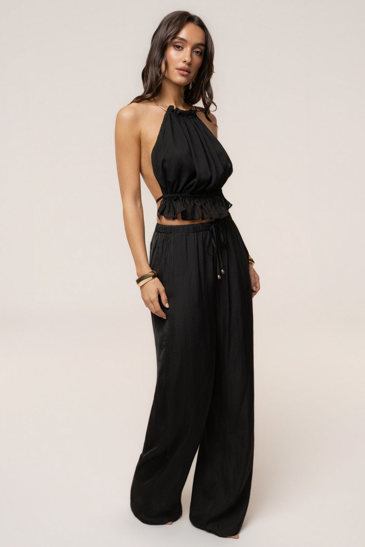 Black Moonlit Coast Halter Top