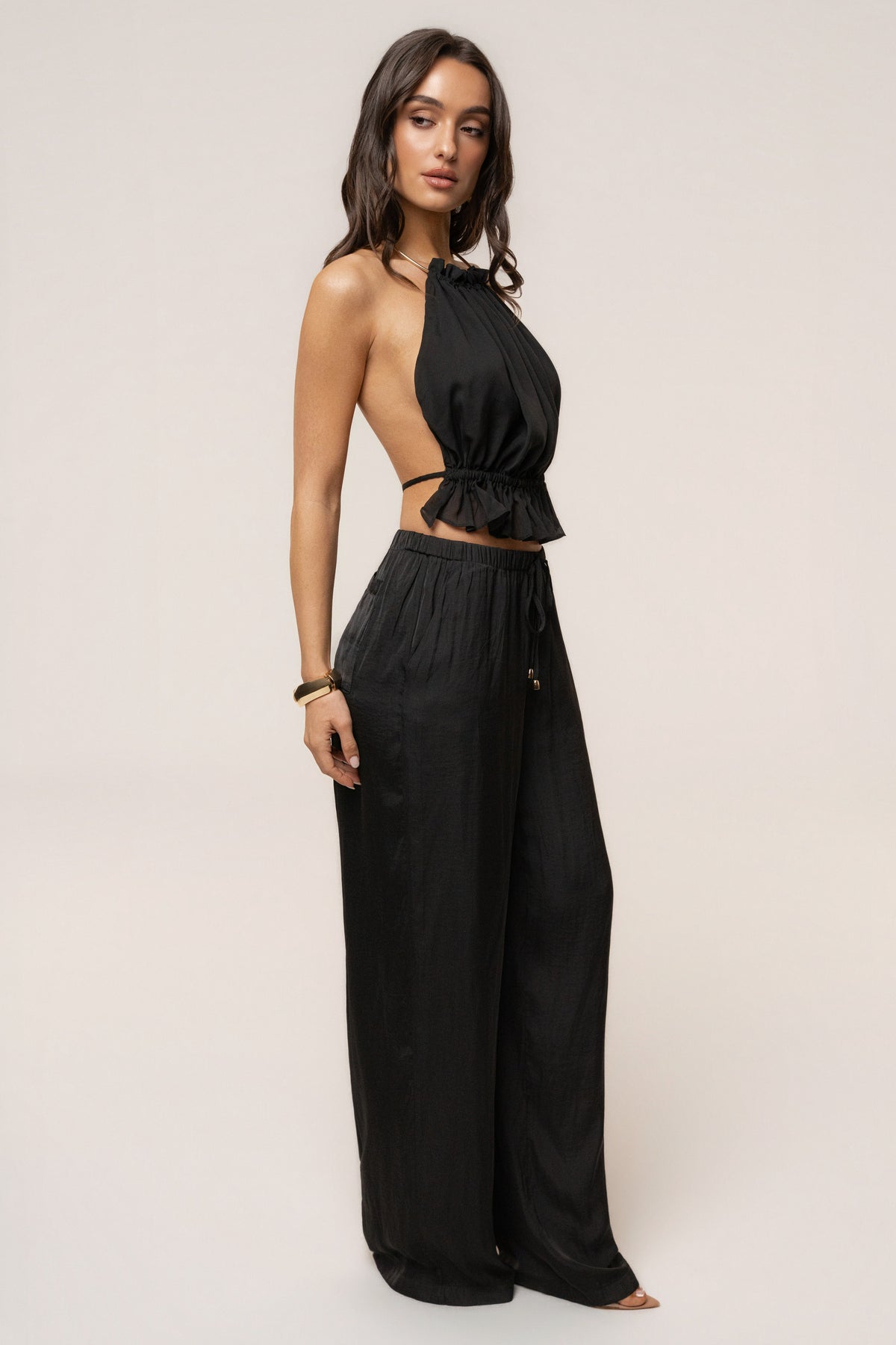 Black Moonlit Coast Halter Top