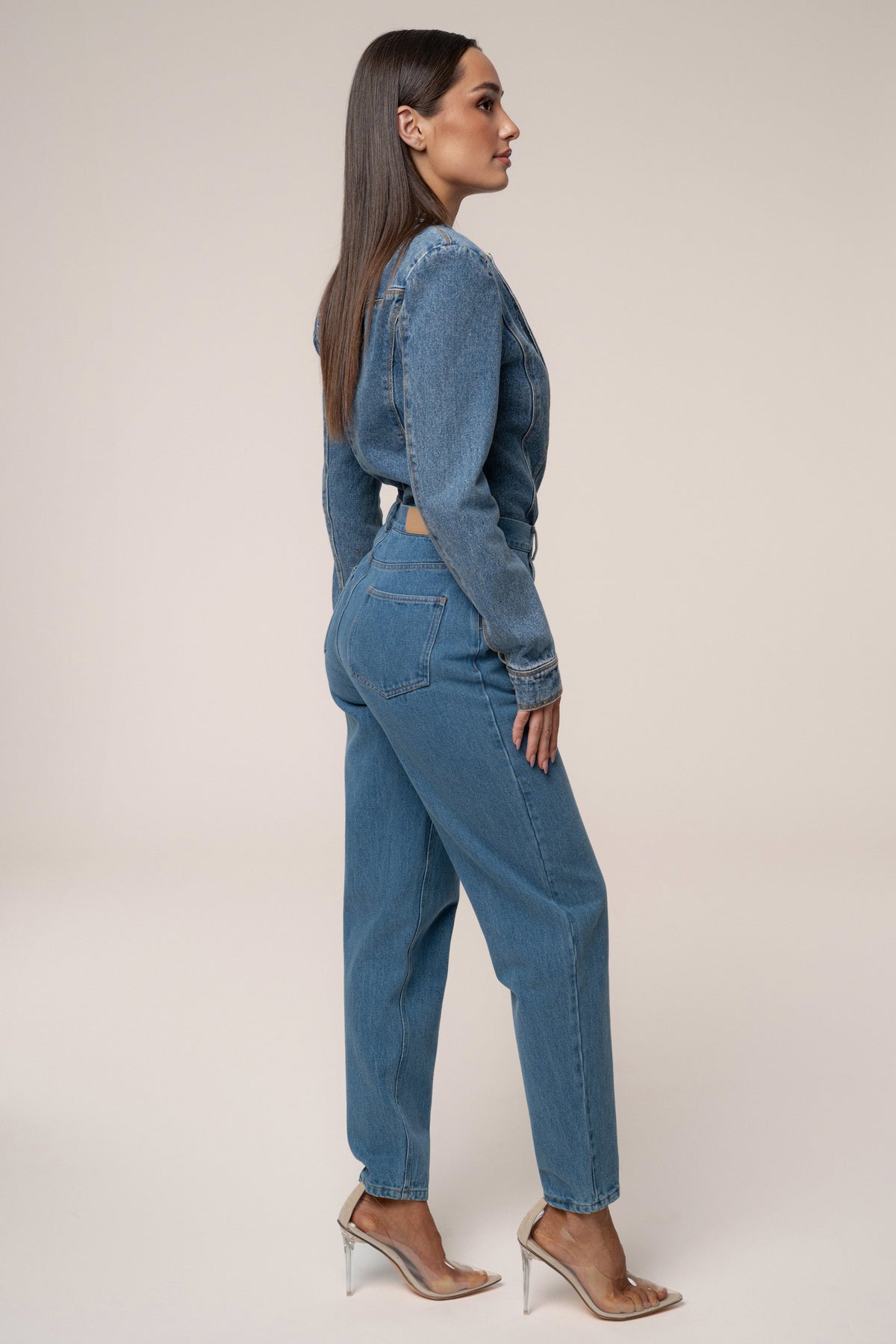 Medium Wash Dominica Structured Denim Bodysuit