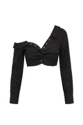 Black Off-Shoulder Twist Crop Top