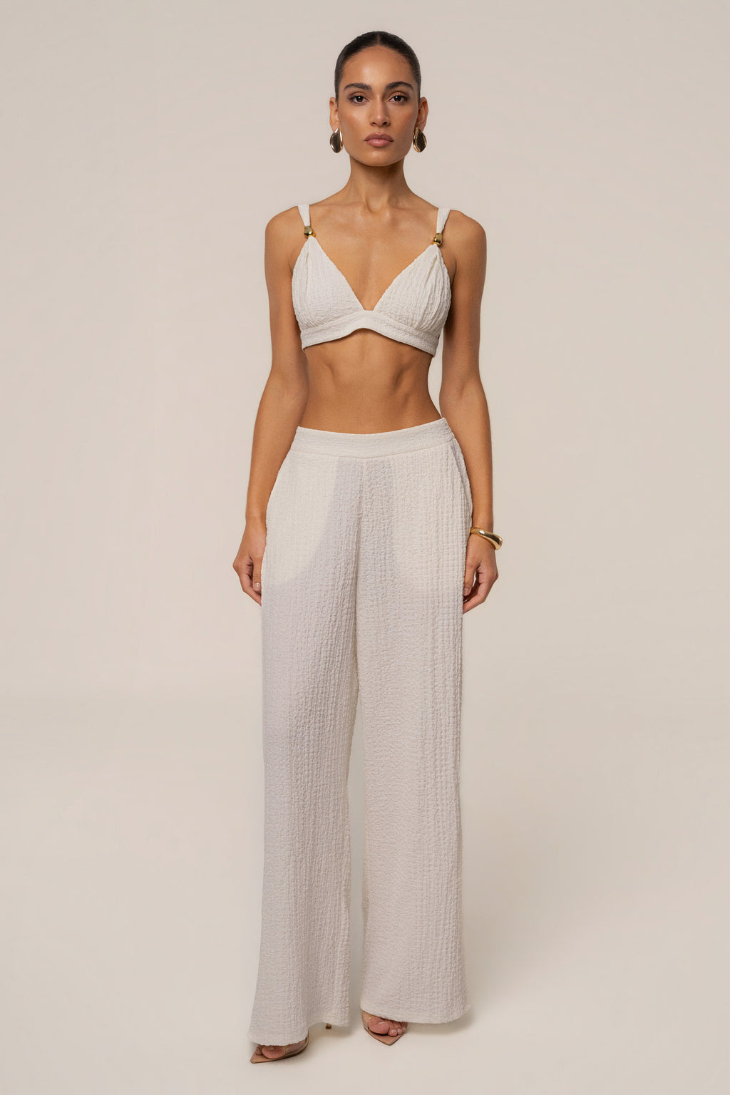 Ivory Dockside Crepe Knit Bralette
