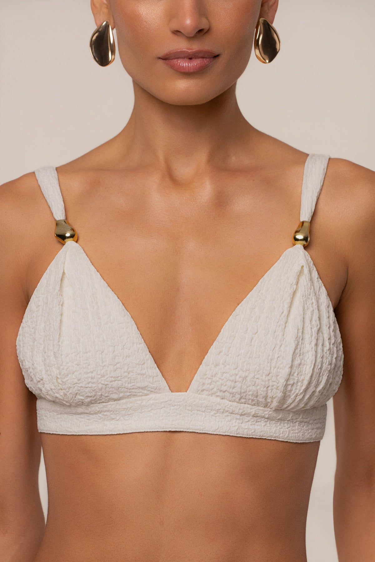 Ivory Dockside Crepe Knit Bralette