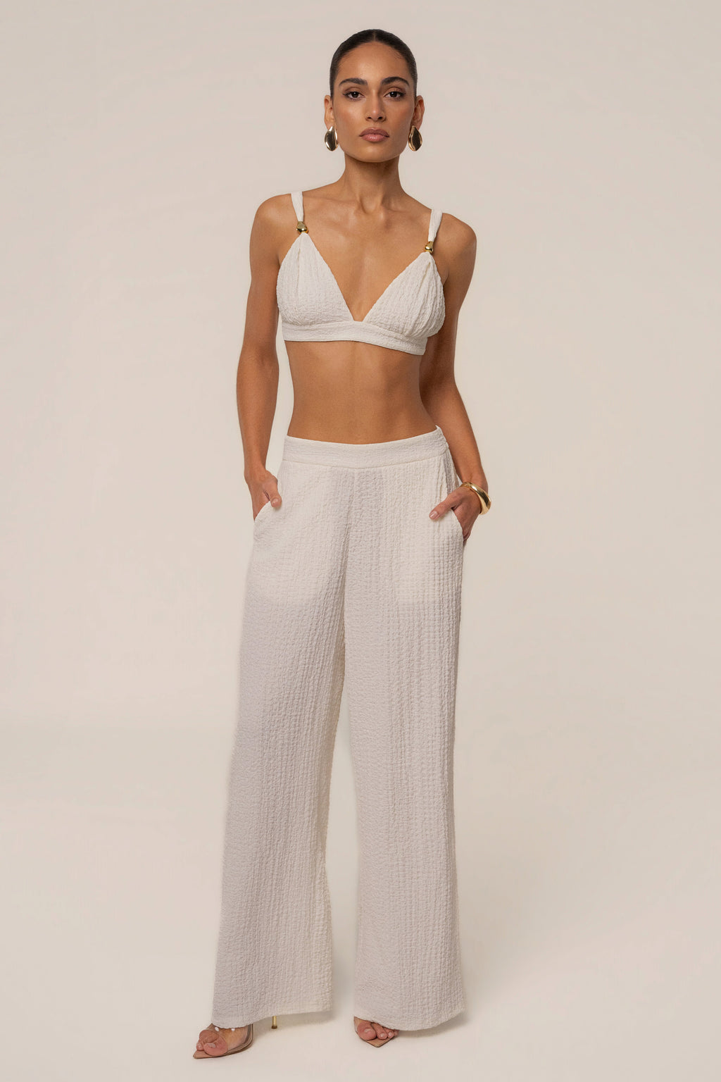 Ivory Dockside Crepe Knit Bralette