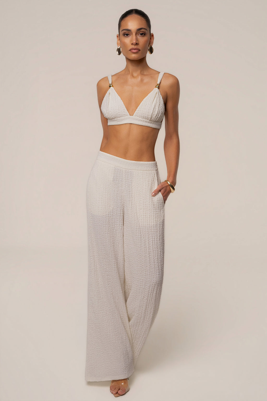 Ivory Dockside Crepe Knit Bralette