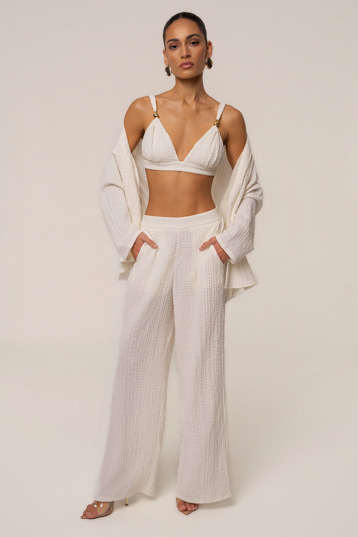 Ivory Dockside Crepe Knit Bralette