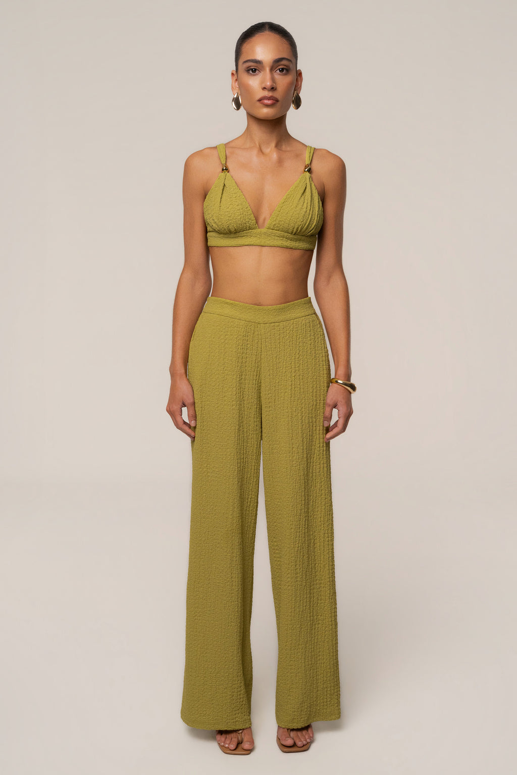 Lime Dockside Crepe Knit Bralette