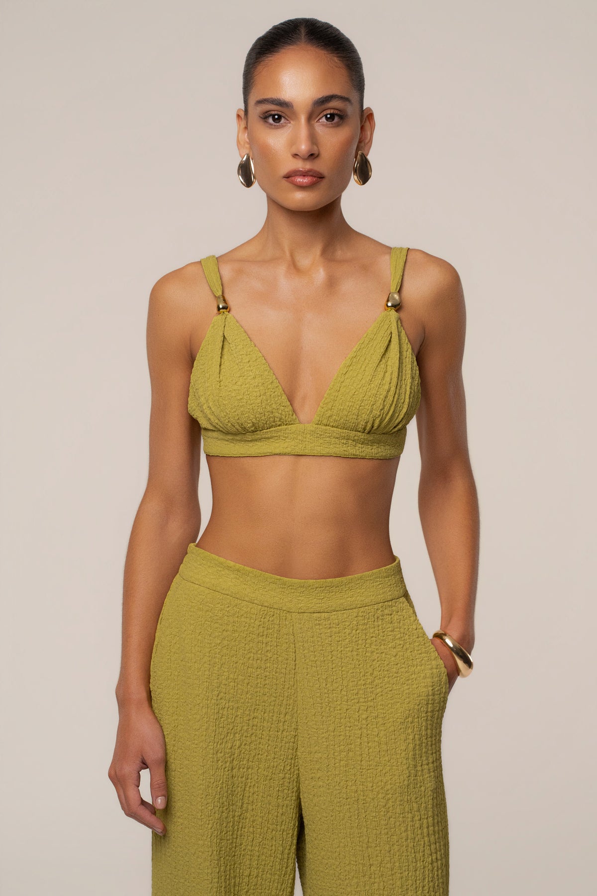 Lime Dockside Crepe Knit Bralette