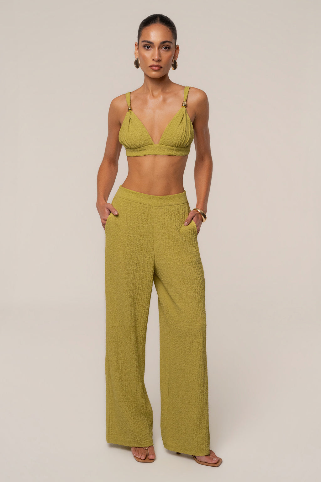 Lime Dockside Crepe Knit Bralette